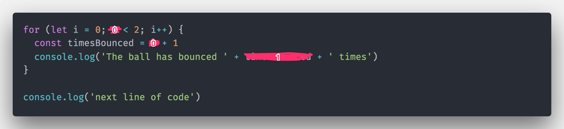 JavaScript sets every `i` value in the for loop to 0