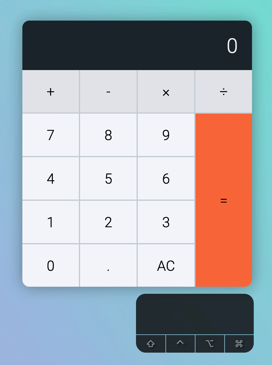 Types all four operator keys. The correct operator key lights up each time.