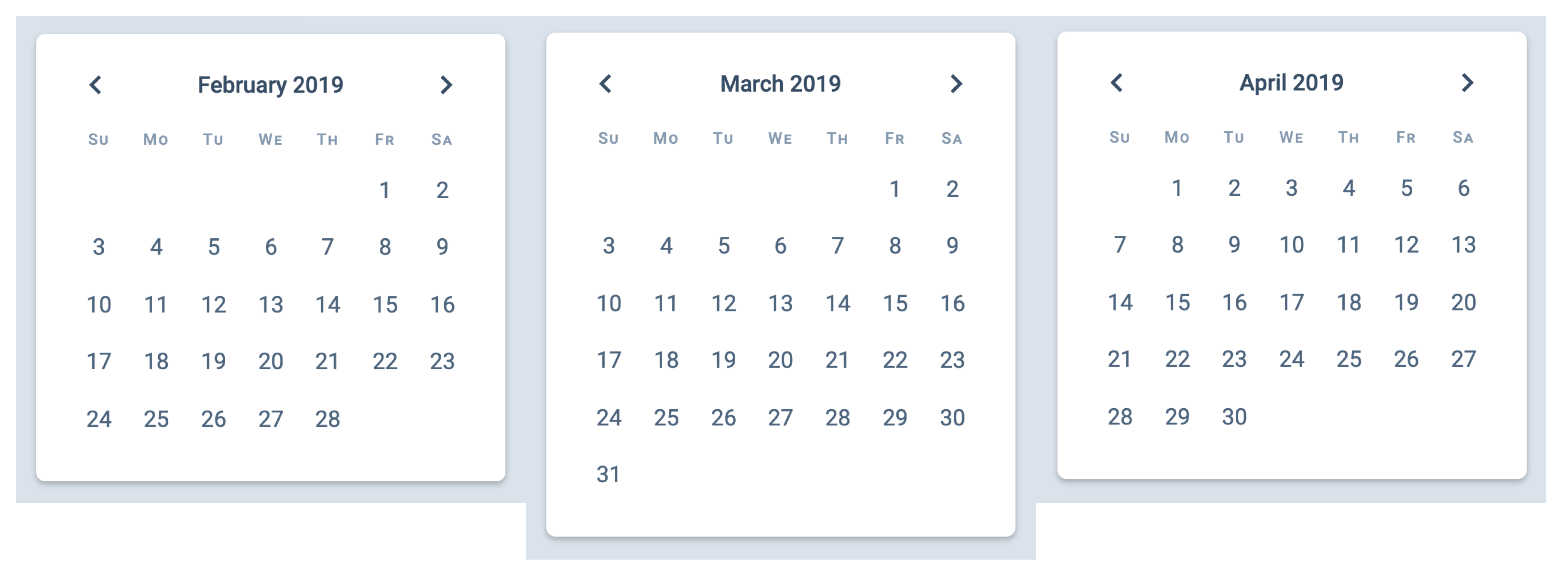 Three calendars. Use this to check with your output.