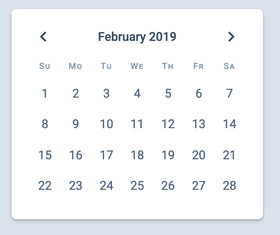 Visual image of how the calendar looks like after adding the CSS above.