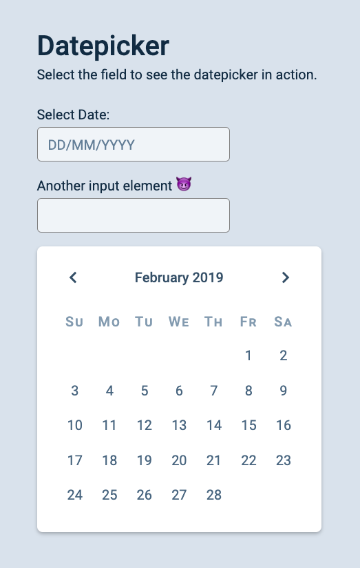 An element between the input and datepicker.