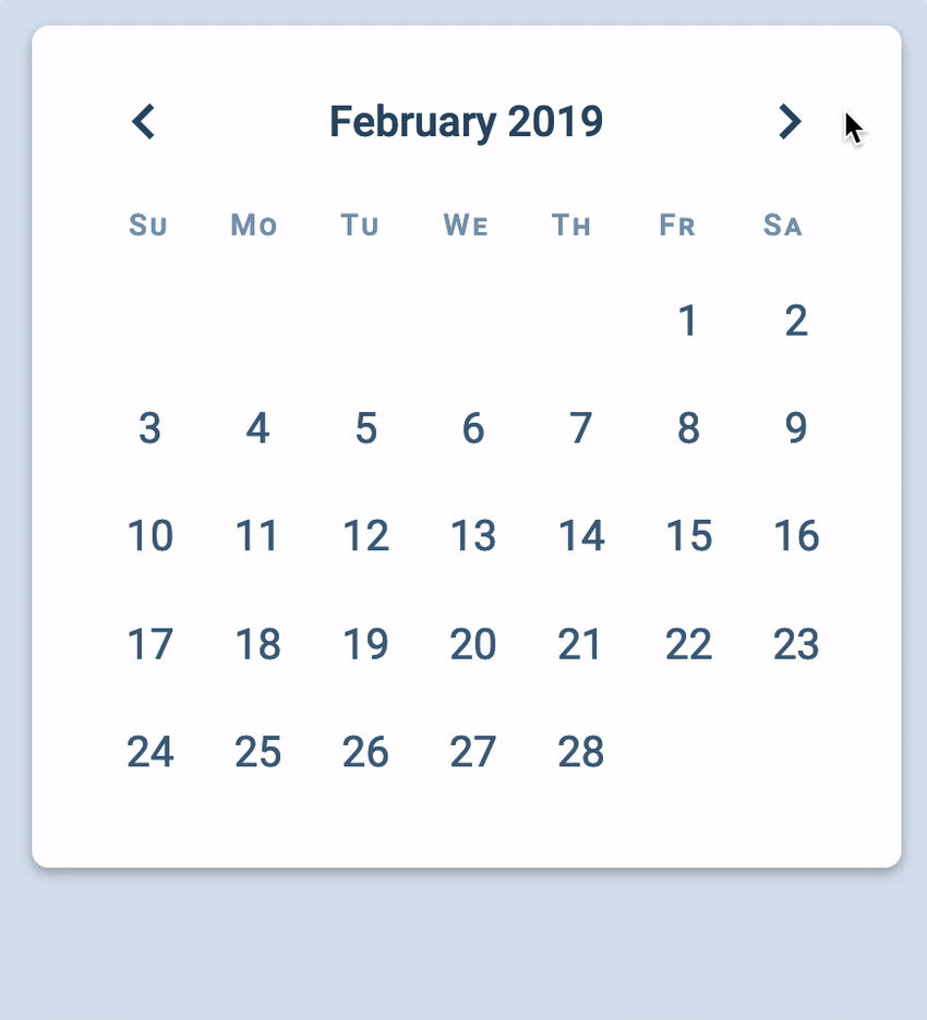 Displayed calendar increases by one month when the user clicks on the next button