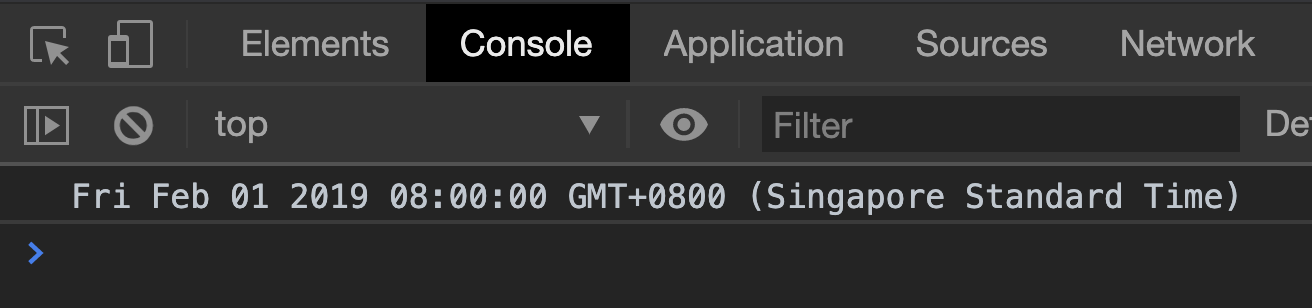 Logs date created with new Date(datetime). Shows a date string in Chrome.