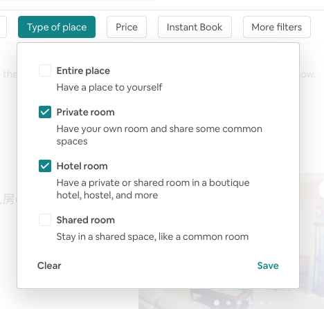 Types of rooms on airbnb.