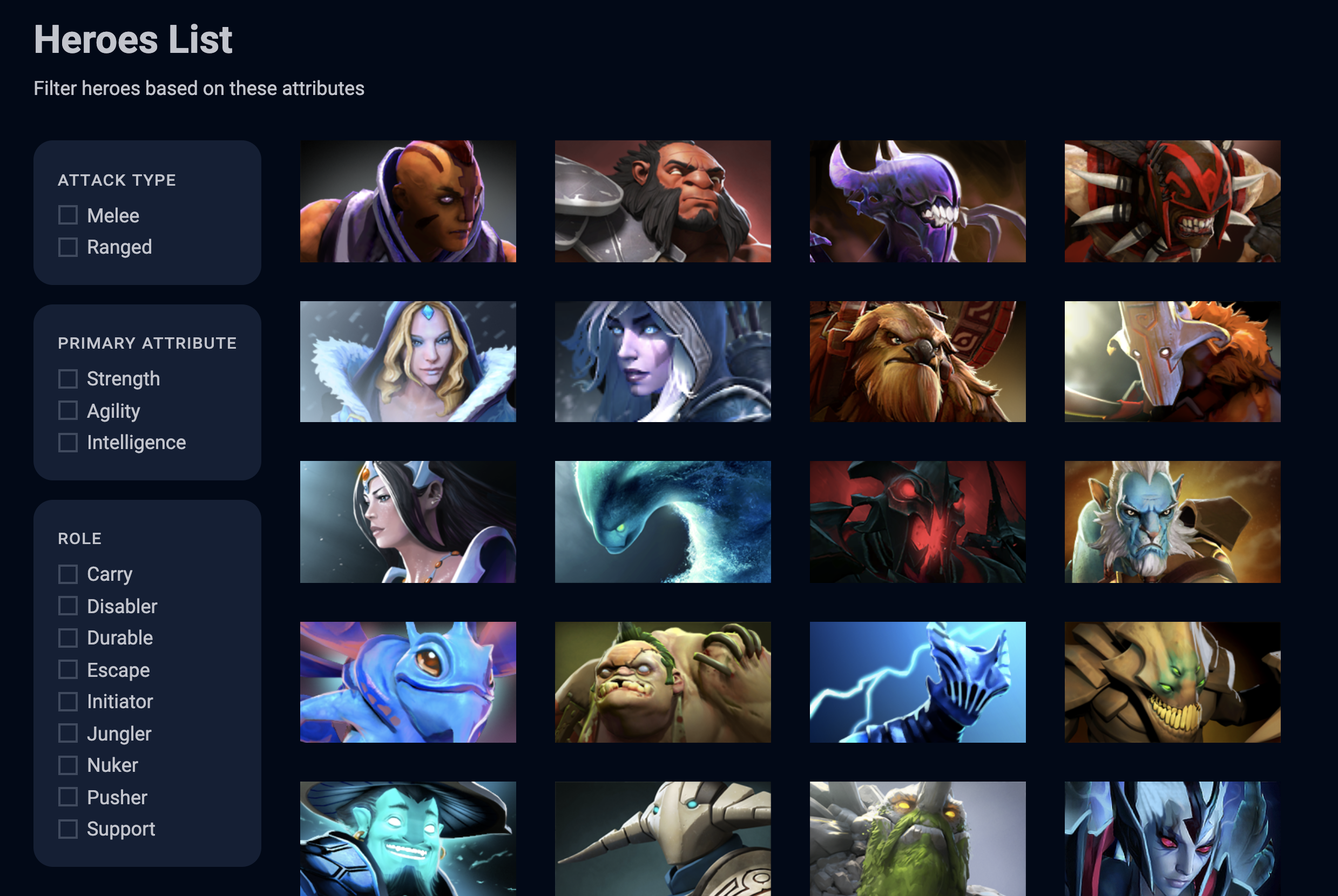 Picture of the Dota Heroes application