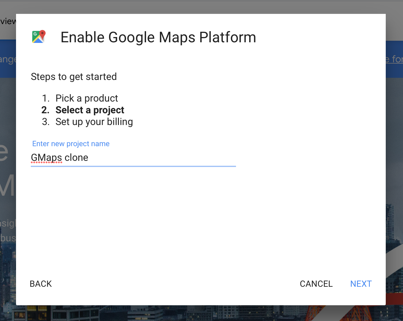 Name of the project is Gmaps Clone