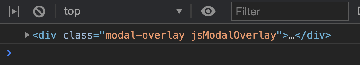 Logs the modal overlay into the console.