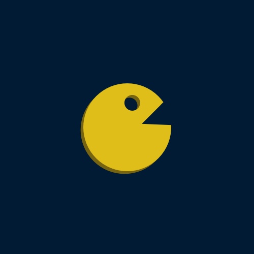 Pacman faces north-east.