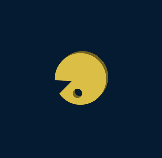 Pacman faces south-west, but is upside-down.