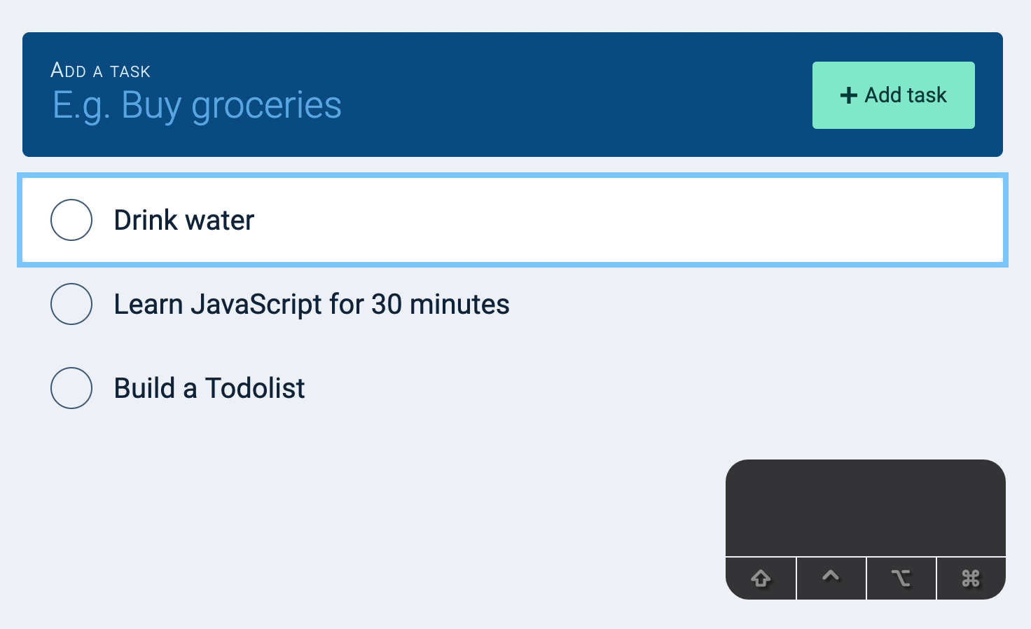 Task maintains focus style when focusing on elements within the task. 