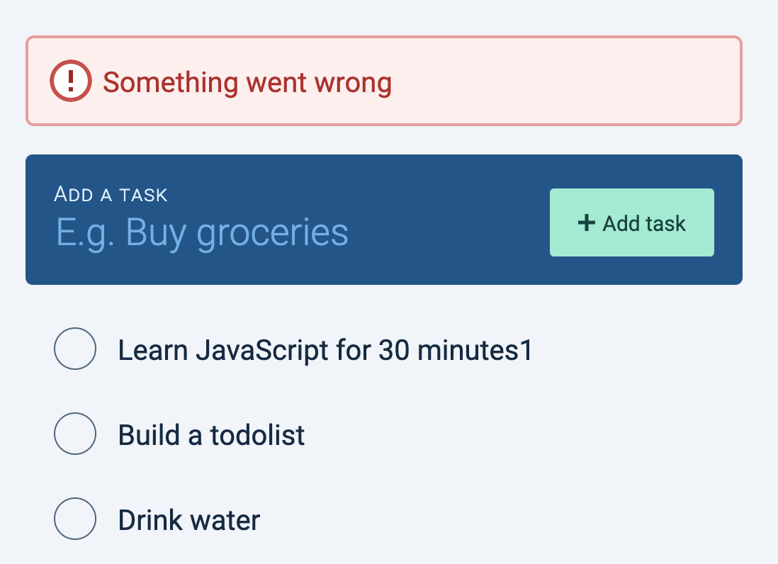 Errors are shown above the Todolist.