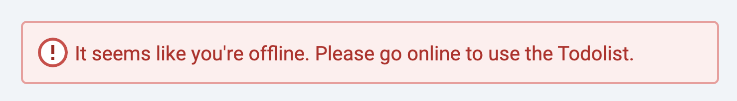 Offline error message