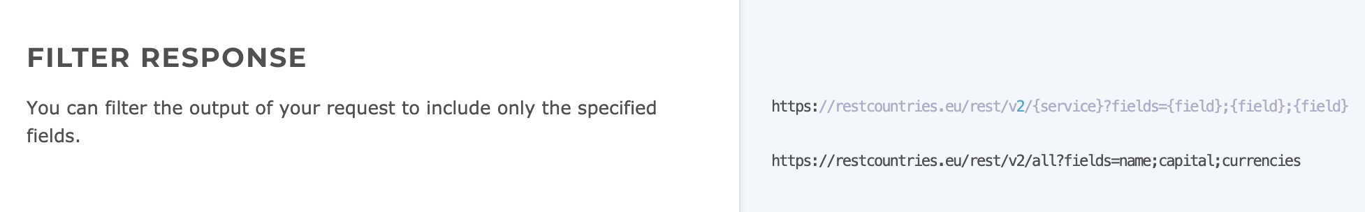 Documentation about filtering fields