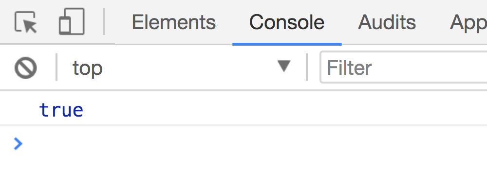 Booleans appear in blue in Chrome's console