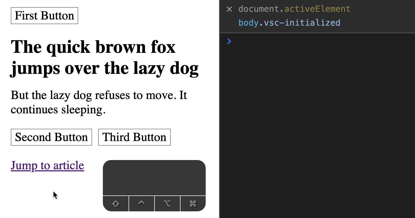 Shift-tab to the previous focusable element.