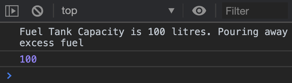 Logs the amount of fuel. Shows 100.