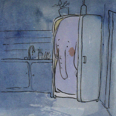 Image of an elephant in the fridge