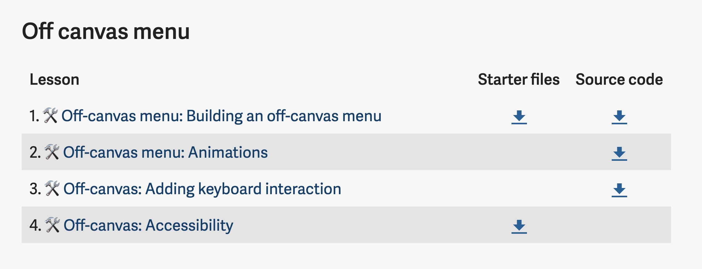 Starter files and source code on the components page.